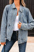 Scallop Trim Collar Patch Pocket Button Front Denim Jacket
